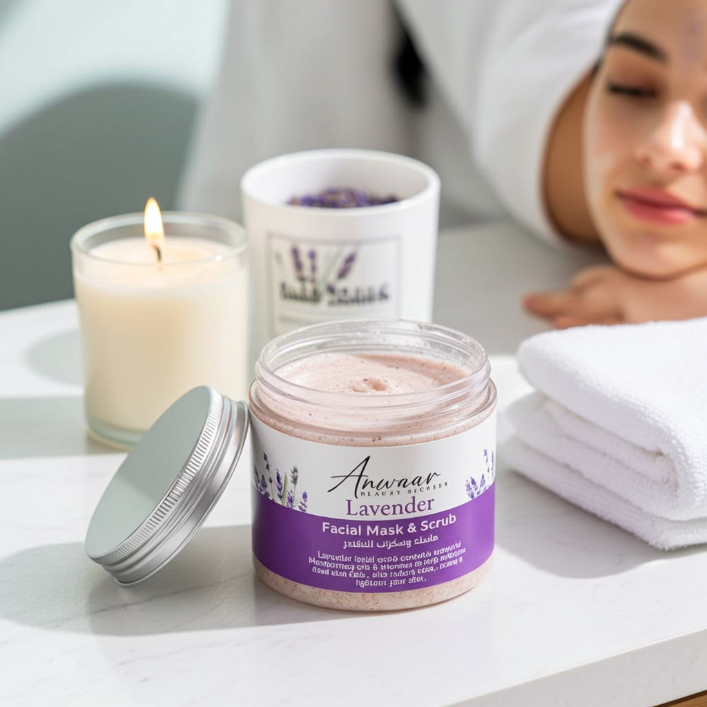 ماسك ومقشر الوجه باللافندر